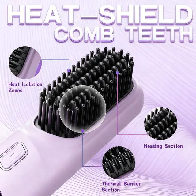 Alt view image 6 of 7 - Cordless Hair Straightener BrushGo Brush Pro for Short Hair with Million Negative Ions, Portable Mini Straightener Flat Iron 4 Temps Fast Heating Ceramic Coating,Hot Comb for Women Travel