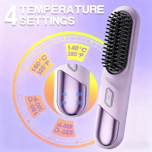 Alt view image 4 of 7 - Cordless Hair Straightener BrushGo Brush Pro for Short Hair with Million Negative Ions, Portable Mini Straightener Flat Iron 4 Temps Fast Heating Ceramic Coating,Hot Comb for Women Travel