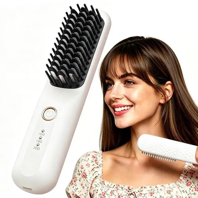 Main image of 2026 Cordless Hair Straightener Brush Mini Hair StraightenerCordless Travel Hair Straightener Brush, Mini Portable Flat Iron Comb for Women