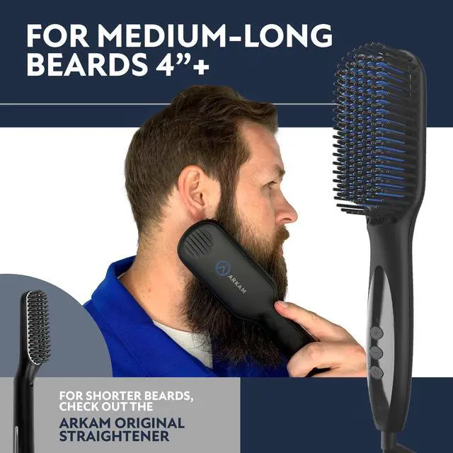 Alt view image 4 of 7 - Beard Straightener for Men -Premium Heated Beard Brush Kit w/Anti-Scald Feature, Dual Action Hair Comb and Hard Shell Travel Case for Medium to Long Beards - Costume and Grooming Gifts for Men