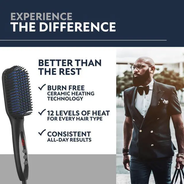 Alt view image 7 of 7 - Beard Straightener for Men -Premium Heated Beard Brush Kit w/Anti-Scald Feature, Dual Action Hair Comb and Hard Shell Travel Case for Medium to Long Beards - Costume and Grooming Gifts for Men