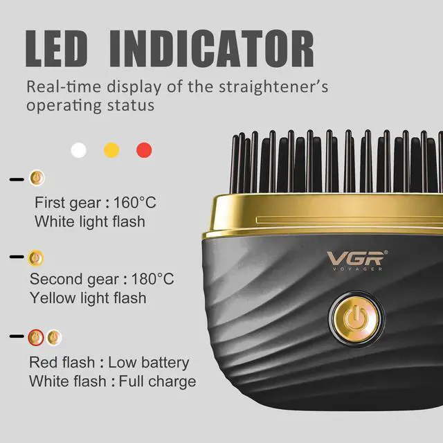 Alt view image 3 of 7 - Beard Straightener for Men, Cordless Beard & Hair Straightener Comb