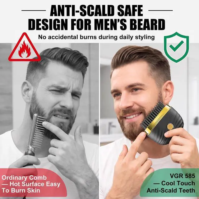 Alt view image 6 of 7 - Beard Straightener for Men, Cordless Beard & Hair Straightener Comb