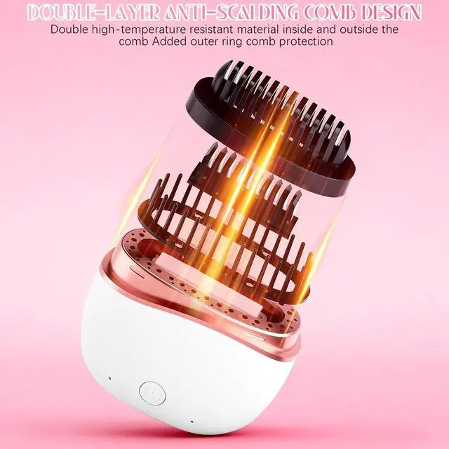 Alt view image 7 of 7 - Mini Hair Straightener, New Rechargeable Wireless Portable Hair Straightener Comb, 2-Speed Temperature Control, Cordless Mini Hair Straightener Brush, Heat-Resistant Shell Travel Comb