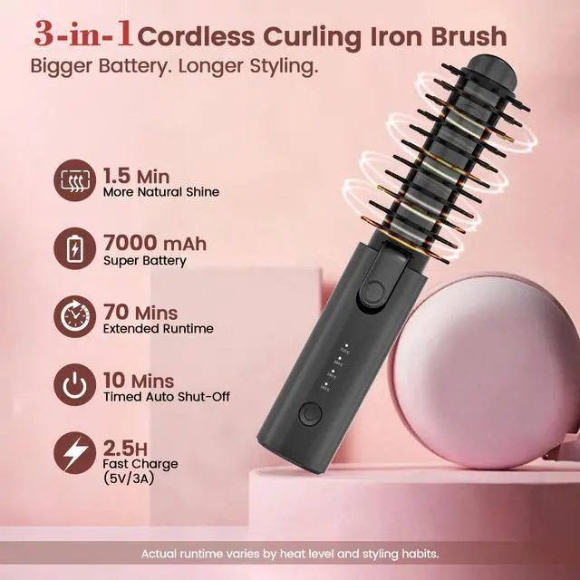 Alt view image 6 of 7 - Cordless Hair Curling Iron, Portable 1.5" Hair Curler Rechargeable