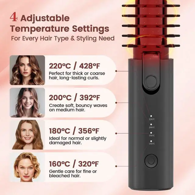 Alt view image 7 of 7 - Cordless Hair Curling Iron, Portable 1.5" Hair Curler Rechargeable