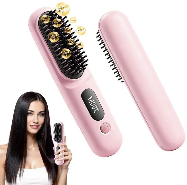 Main image of New Go Brush Pro 2026 Cordless Hair Straightener Brush, 199M Ionic, 1-MIN Fast Heat,79 Teeth for MCH Salon Smoothness, 4000mAh 40-Min Runtime, 3-Temp&Travel, Auto Shut-Off