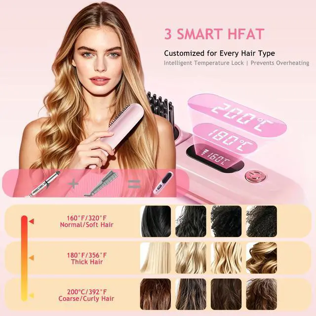 Alt view image 4 of 7 - New Go Brush Pro 2026 Cordless Hair Straightener Brush, 199M Ionic, 1-MIN Fast Heat,79 Teeth for MCH Salon Smoothness, 4000mAh 40-Min Runtime, 3-Temp&Travel, Auto Shut-Off