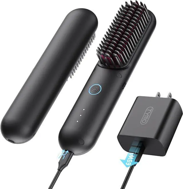 Main image of Cordless Hair Straightener Brush - Porta PRO Portable Straightening Brush for Travel, Mini Ionic Hot Comb Straightener for Women, Lightweight on-The-go, Cordless & Fast Charger Dual Power, Black
