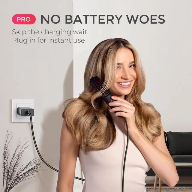 Alt view image 2 of 7 - Cordless Hair Straightener Brush - Porta PRO Portable Straightening Brush for Travel, Mini Ionic Hot Comb Straightener for Women, Lightweight on-The-go, Cordless & Fast Charger Dual Power, Black