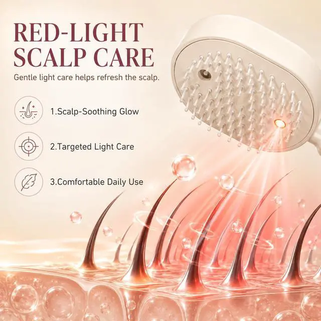 Alt view image 3 of 7 - Electric Steam Brush for Hair, Electric Spray Air Cushion Comb for Women, Rechargeable Hair Straightener Brush, Improve Frizz, Smooth & Moisturize, for Both Long Short Hairs (Purple)