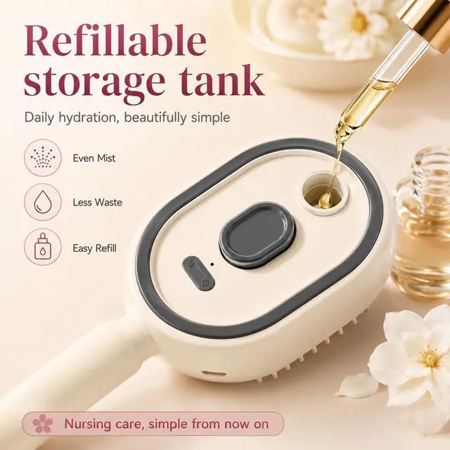 Alt view image 5 of 7 - Electric Steam Brush for Hair, Electric Spray Air Cushion Comb for Women, Rechargeable Hair Straightener Brush, Improve Frizz, Smooth & Moisturize, for Both Long Short Hairs (Purple)
