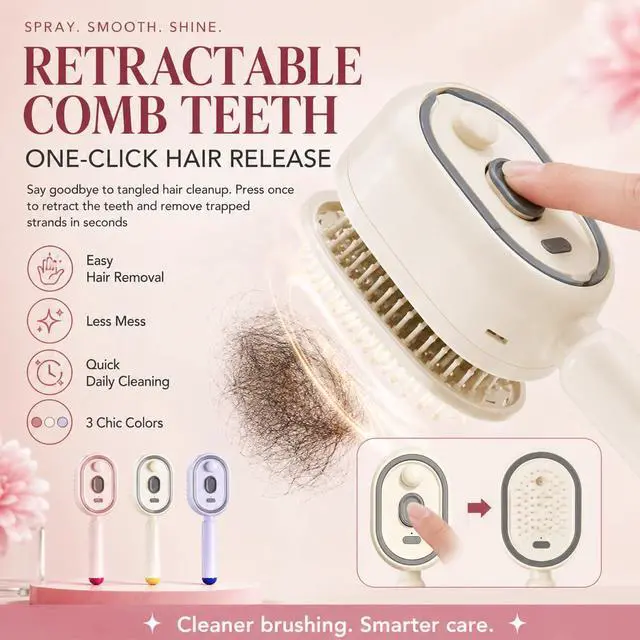 Alt view image 6 of 7 - Electric Steam Brush for Hair, Electric Spray Air Cushion Comb for Women, Rechargeable Hair Straightener Brush, Improve Frizz, Smooth & Moisturize, for Both Long Short Hairs (Purple)