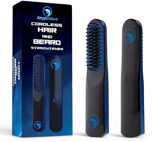 Main image of Beard Straightener, Cordless Beard and Hair Straightening Comb with USB C Charging Cable, Rechargeable, Portable, and Durable Grooming Accessory for Men (Black and Blue)
