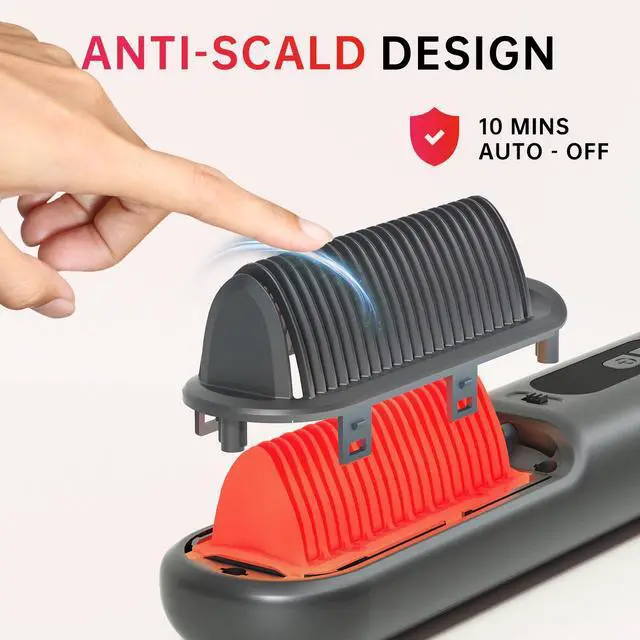 Alt view image 3 of 7 - Cordless Hair Straightener Brush-Portable Hair Straightener Cordless Brush with 6 Temperature Adjust, 10000mah Cordless Travel Hair Straightener Brush, Dual Voltage, Grey