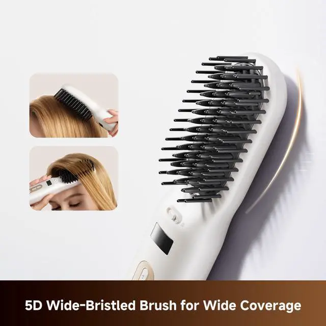 Alt view image 4 of 7 - Silky Cordless Hair Straightening Comb, Rechargeable Ionic Straightener Brush for Women, 2Billion Ions, Even Heating MCH & 7 Temp Settings Hot Comb, 5D Wide-Bristle Design, PortableTravel Size