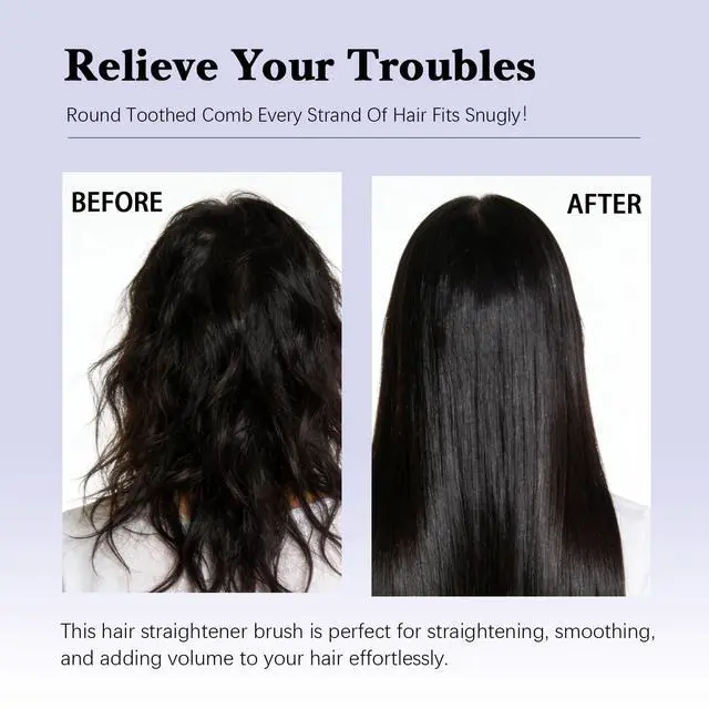 Alt view image 3 of 6 - Mini Cordless Hair Straightener Brush Portable Electric Hair Brush with Rapid Heating & 3 Temp Settings Anti-Scald Electric Straightening Comb for Travel, Gym, Office & On-The-Go Quick Touch-Ups