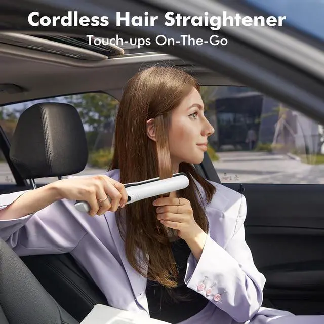 Alt view image 3 of 7 - Cordless Hair Straightener, Portable Mini Flat Iron Hair Straightener for Travel, 20s Fast Heating, 5000mAh USB-C Rechargeable, Dual Voltage Hair Straighteners and Curlers 2 in 1 for Women