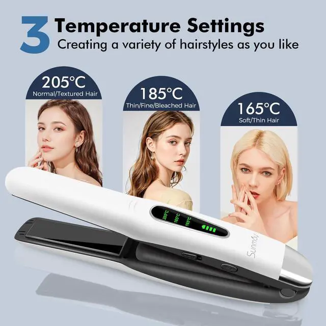 Alt view image 7 of 7 - Cordless Hair Straightener, Portable Mini Flat Iron Hair Straightener for Travel, 20s Fast Heating, 5000mAh USB-C Rechargeable, Dual Voltage Hair Straighteners and Curlers 2 in 1 for Women
