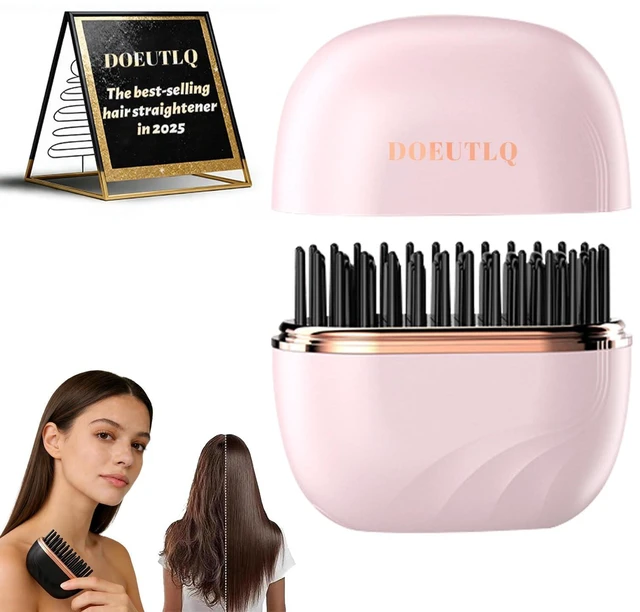 Main image of Mini Hair Straightener Portable 2026 Cordless Curling Iron Small Flat Steam Hair Straightener Brush Travel Hot Styling Tools for Women Wireless Tiny Ceramic Hairdressing Comb Size