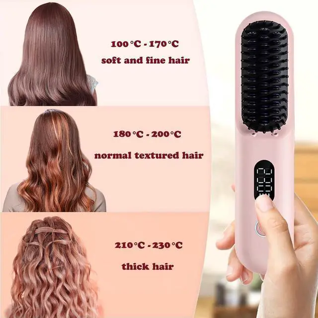 Alt view image 6 of 7 - Porta Cordless Hair Straightener Brush,Upgraded 230 446°F 9600mAH Capacity