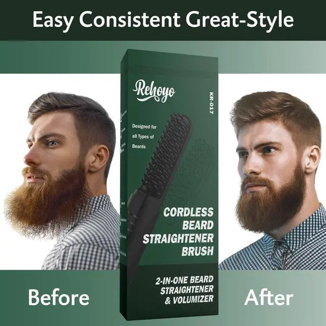 Alt view image 5 of 7 - Cordless Beard Straightener for Men, Heated Beard Brush For Travel & Home