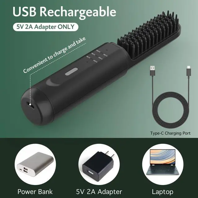 Alt view image 6 of 7 - Cordless Beard Straightener for Men, Heated Beard Brush For Travel & Home