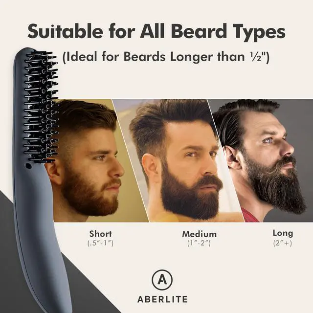 Alt view image 3 of 7 - EDC - Premium Beard Straightener Brush - Professional Heated Straightening Comb and Grooming Kit for Men (Gray)