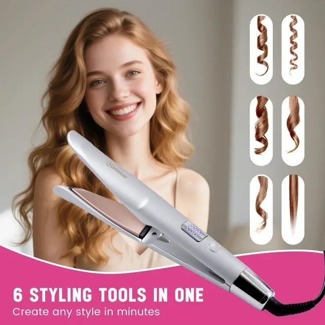 Alt view image 6 of 7 - Hair Straightener and Curler 2-in-1, Flat iton Hair Straightener