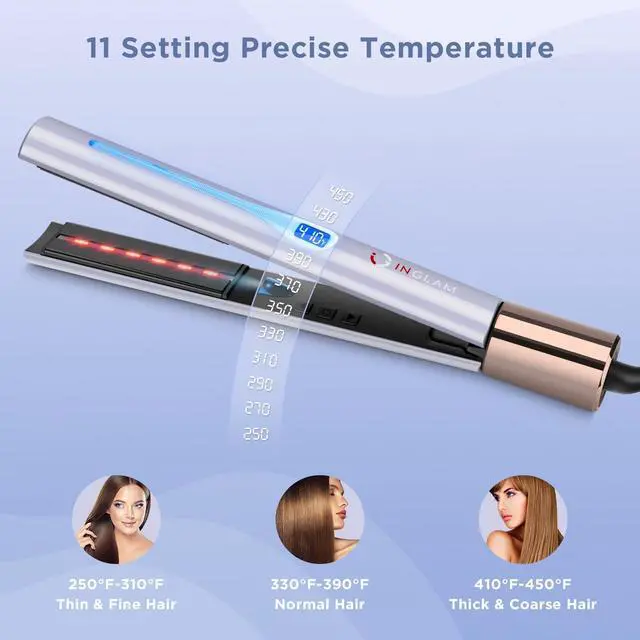 Alt view image 4 of 7 - Infrared Titanium Flat Iron Hair Straightener 1 Inch