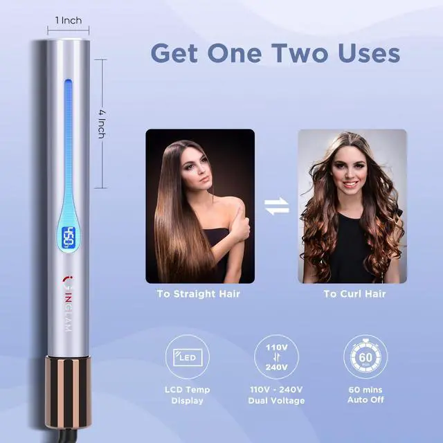 Alt view image 6 of 7 - Infrared Titanium Flat Iron Hair Straightener 1 Inch