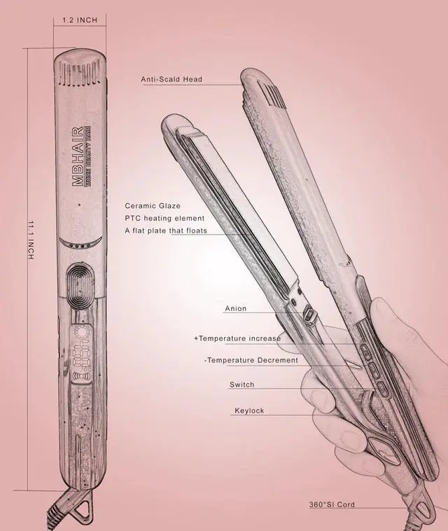 Alt view image 6 of 7 - Flat Iron Hair Straightener Curler 2 in 1,Ceramic 1 Instant Heat up