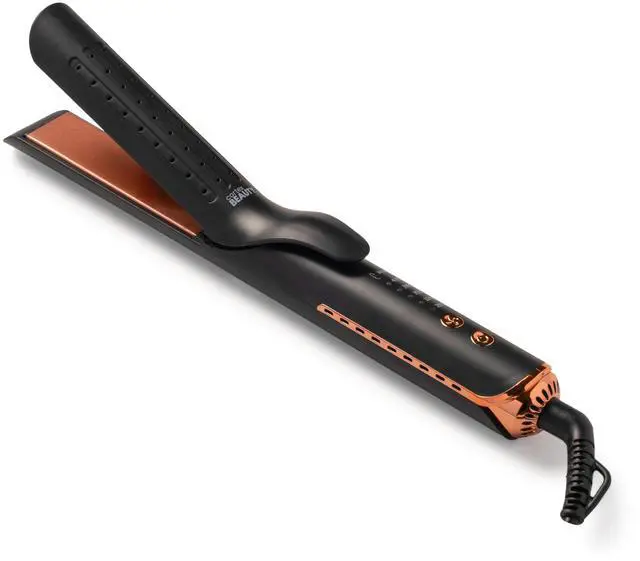 Main image of 360° Airflow Styler Curling Iron | 2-in-1 Hair Straightener and Curler with Cool Air Flow Vents | Professional Flat Iron with Ionic Wand to Lock in Curls for Long & Short Hair, Black
