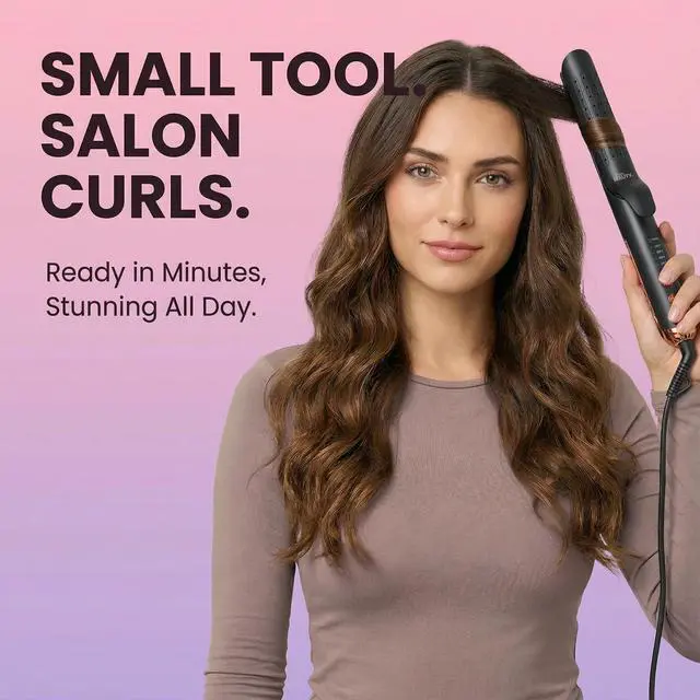 Alt view image 4 of 7 - 360° Airflow Styler Curling Iron | 2-in-1 Hair Straightener and Curler with Cool Air Flow Vents | Professional Flat Iron with Ionic Wand to Lock in Curls for Long & Short Hair, Black
