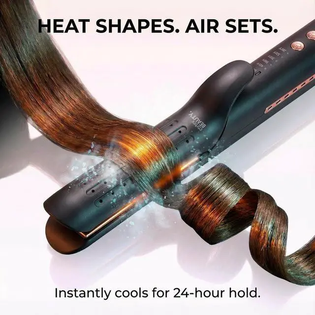 Alt view image 3 of 7 - 360° Airflow Styler Curling Iron | 2-in-1 Hair Straightener and Curler with Cool Air Flow Vents | Professional Flat Iron with Ionic Wand to Lock in Curls for Long & Short Hair, Black