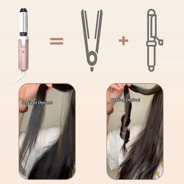 Alt view image 3 of 7 - Mini Curling Iron 2 in 1 with Dual Voltage -1 Inch Ceramic Travel Curler & Straightener for Short Hair,Bangs | Portable,Fast Heating
