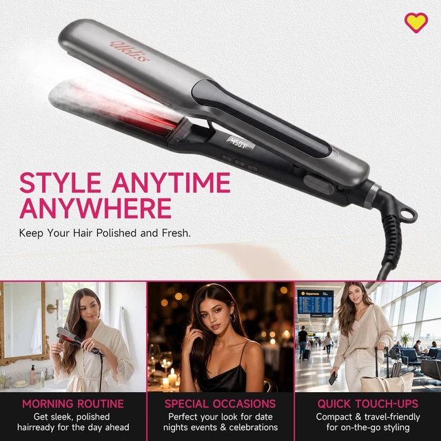 Alt view image 6 of 7 - 2" Wide Hair Straightener Professional Steam Flat Iron