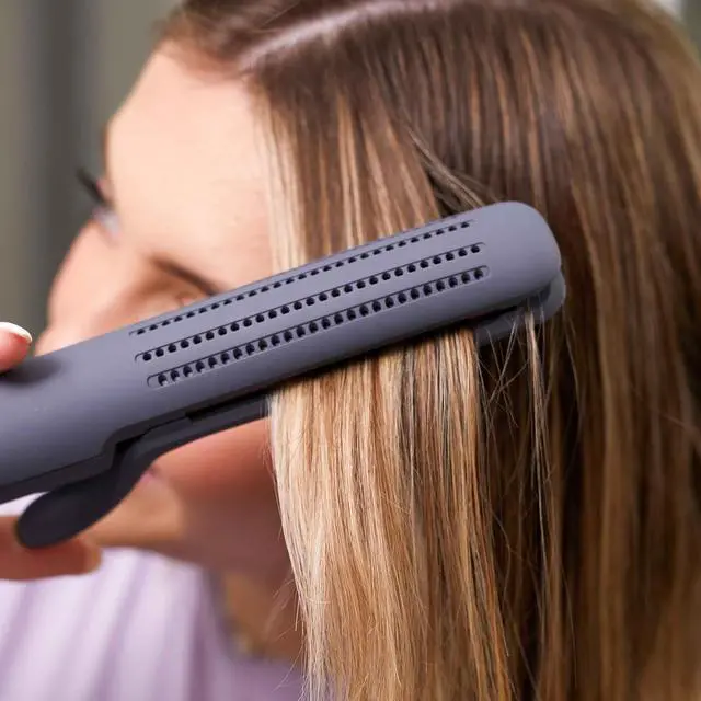 Alt view image 4 of 6 - Ceramic Tourmaline 2in1 Flat Iron Hair Straightener Curling Iron for Hair Styling - 1 1/4 Inch - Airflow Styler with Curved Edges for Curling + Straightening - Blowout Styles