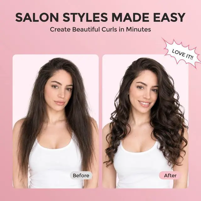 Alt view image 3 of 7 - 5 in 1 Curling Iron with Interchangeable Ceramic Barrels (0.35"-1.25"), Curling Wand Set with Flat Iron Hair Straightener, Instant Heat Up, Dual Voltage Hair Curler, Gifts for Women