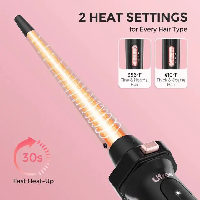 Alt view image 4 of 7 - 5 in 1 Curling Iron with Interchangeable Ceramic Barrels (0.35"-1.25"), Curling Wand Set with Flat Iron Hair Straightener, Instant Heat Up, Dual Voltage Hair Curler, Gifts for Women