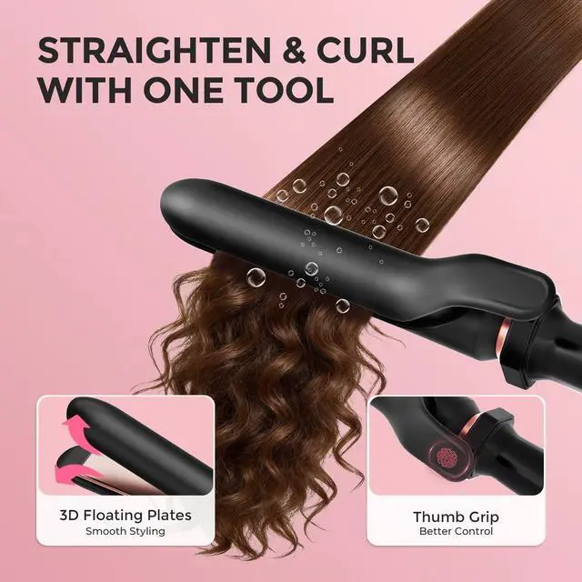 Alt view image 5 of 7 - 5 in 1 Curling Iron with Interchangeable Ceramic Barrels (0.35"-1.25"), Curling Wand Set with Flat Iron Hair Straightener, Instant Heat Up, Dual Voltage Hair Curler, Gifts for Women