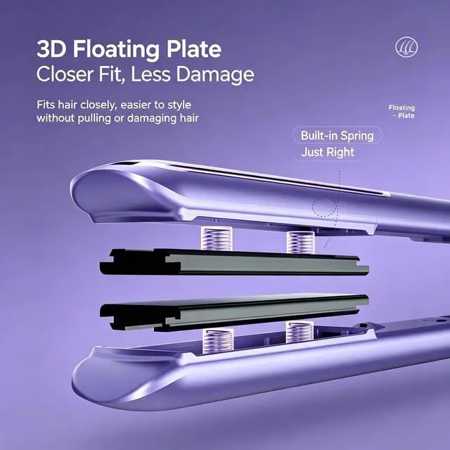 Alt view image 4 of 7 - Hair Straightener & Curler 2-in-1, 5 Heat Settings Ceramic Flat Iron for Women, Fast Heating Styling Tool for Curly Black Hair with Cool-Touch Tip & Travel Lock (Lavender)