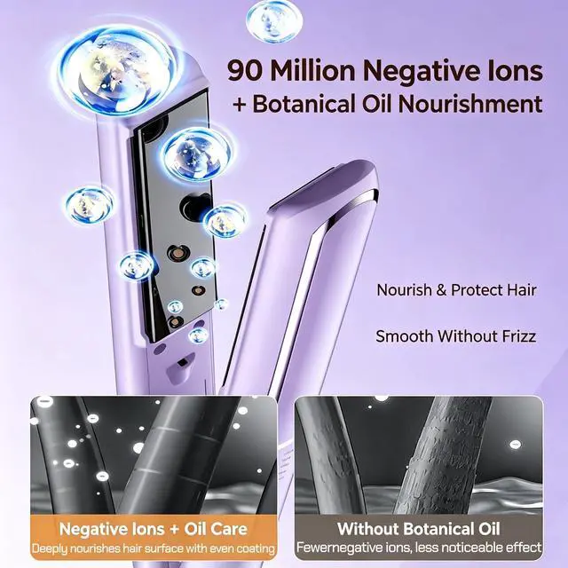 Alt view image 6 of 7 - Hair Straightener & Curler 2-in-1, 5 Heat Settings Ceramic Flat Iron for Women, Fast Heating Styling Tool for Curly Black Hair with Cool-Touch Tip & Travel Lock (Lavender)