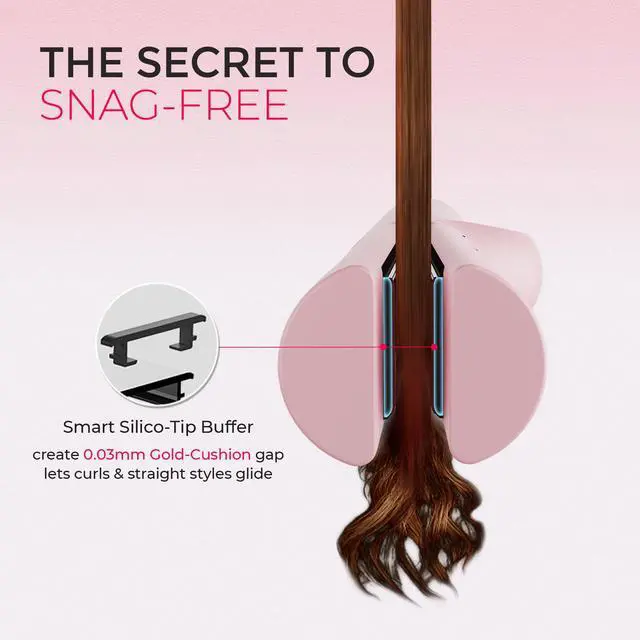 Alt view image 4 of 7 - Airflow 2.0 Curling Iron Flat Iron - Hair Straightener and Curler 2 in 1, 1.25 Inch Curling Wand for Long Short Hair, Dual Voltage for Travel, 54 Million Ionic, Anti-Tangle, 5 Temps, Pink