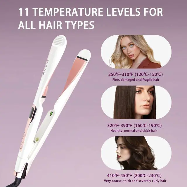 Alt view image 6 of 7 - Pro Tourmaline Ceramic Twist Hair Straightener, Dual Voltage Flat Iron Curling Iron in One, Round Flat Iron with Silicone Heat Resistant Mat, LCD Display, 11 Adjustable Temp, 20S Fast Heating