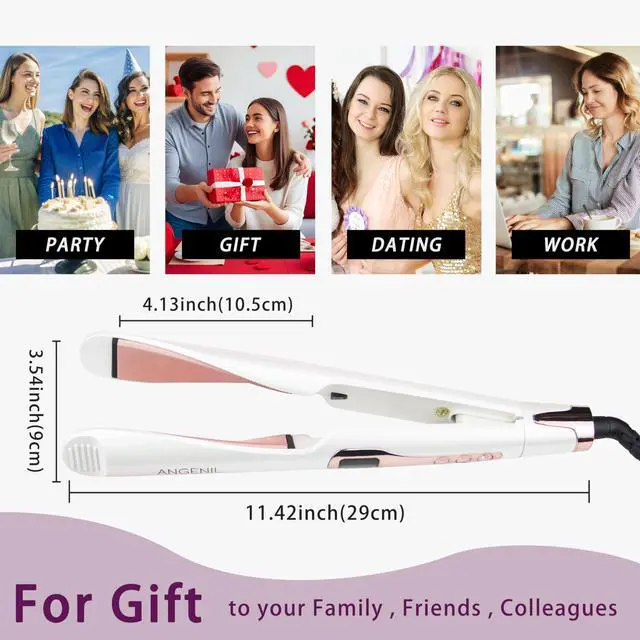 Alt view image 7 of 7 - Pro Tourmaline Ceramic Twist Hair Straightener, Dual Voltage Flat Iron Curling Iron in One, Round Flat Iron with Silicone Heat Resistant Mat, LCD Display, 11 Adjustable Temp, 20S Fast Heating