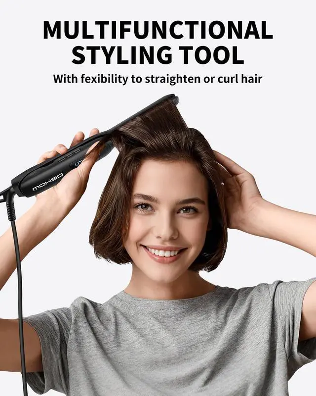 Alt view image 2 of 7 - Small Flat Irons for Short Hair, 3/10'' Pencil Flat Iron, Pixie Cut and Bangs, Mini Hair Straightener with LED Display, Tiny Hair Straightener with Temperature Adjustable, Auto Shut Off