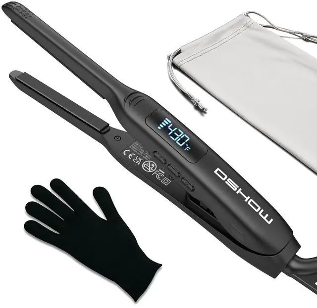 Main image of Small Flat Irons for Short Hair, 3/10'' Pencil Flat Iron, Pixie Cut and Bangs, Mini Hair Straightener with LED Display, Tiny Hair Straightener with Temperature Adjustable, Auto Shut Off