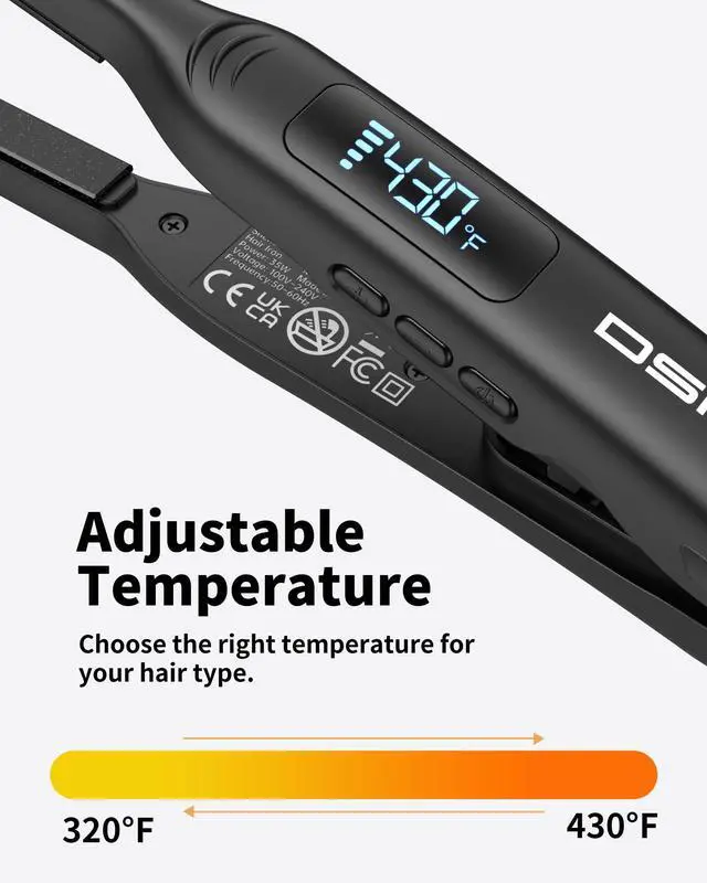 Alt view image 5 of 7 - Small Flat Irons for Short Hair, 3/10'' Pencil Flat Iron, Pixie Cut and Bangs, Mini Hair Straightener with LED Display, Tiny Hair Straightener with Temperature Adjustable, Auto Shut Off