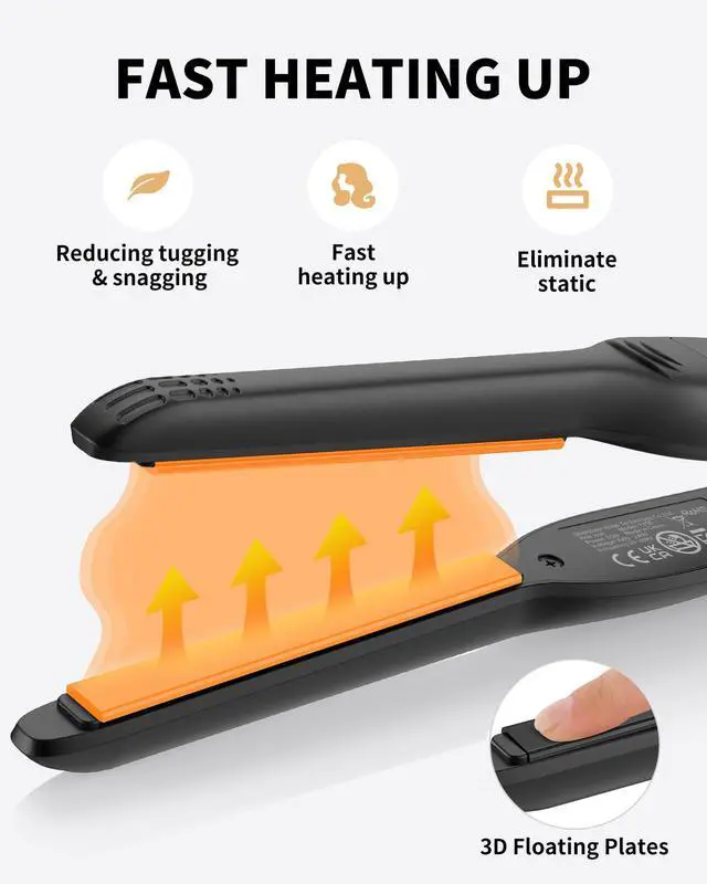 Alt view image 6 of 7 - Small Flat Irons for Short Hair, 3/10'' Pencil Flat Iron, Pixie Cut and Bangs, Mini Hair Straightener with LED Display, Tiny Hair Straightener with Temperature Adjustable, Auto Shut Off